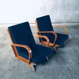 Mid-Century Modern Bentwood Lounge Chairs, Belgium, 1950s, Set of 2