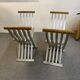 Pair of curule chairs designed by John Vesey, 1958, USA, brushed aluminum, walnut and leather