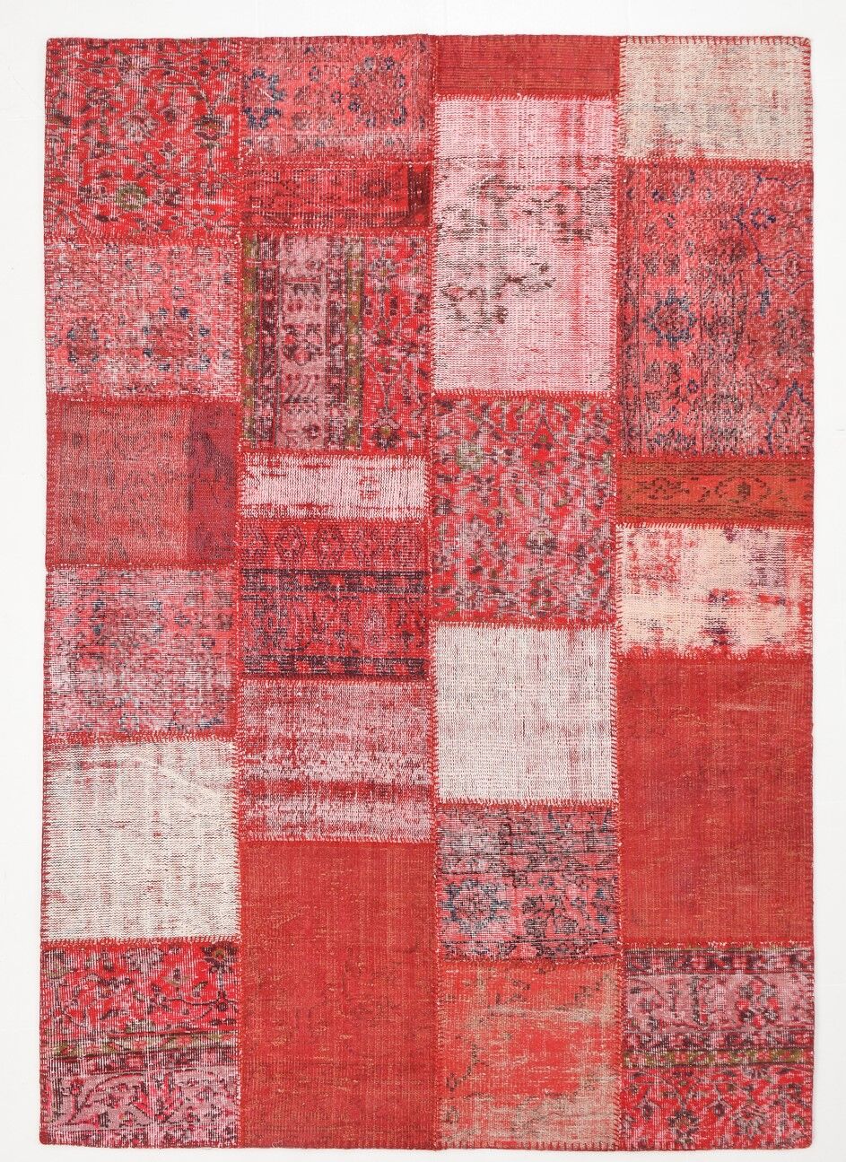 Tapis patchwork vintage en laine faite à la main 245x168cm