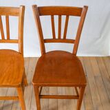 Ensemble de 3 chaises bistrot en bois 1950