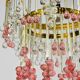 Chandelier pampilles, white and pink drops in clusters.