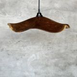 Medium pendant light in corrugated teak leaf (Medium D:50 H:20)