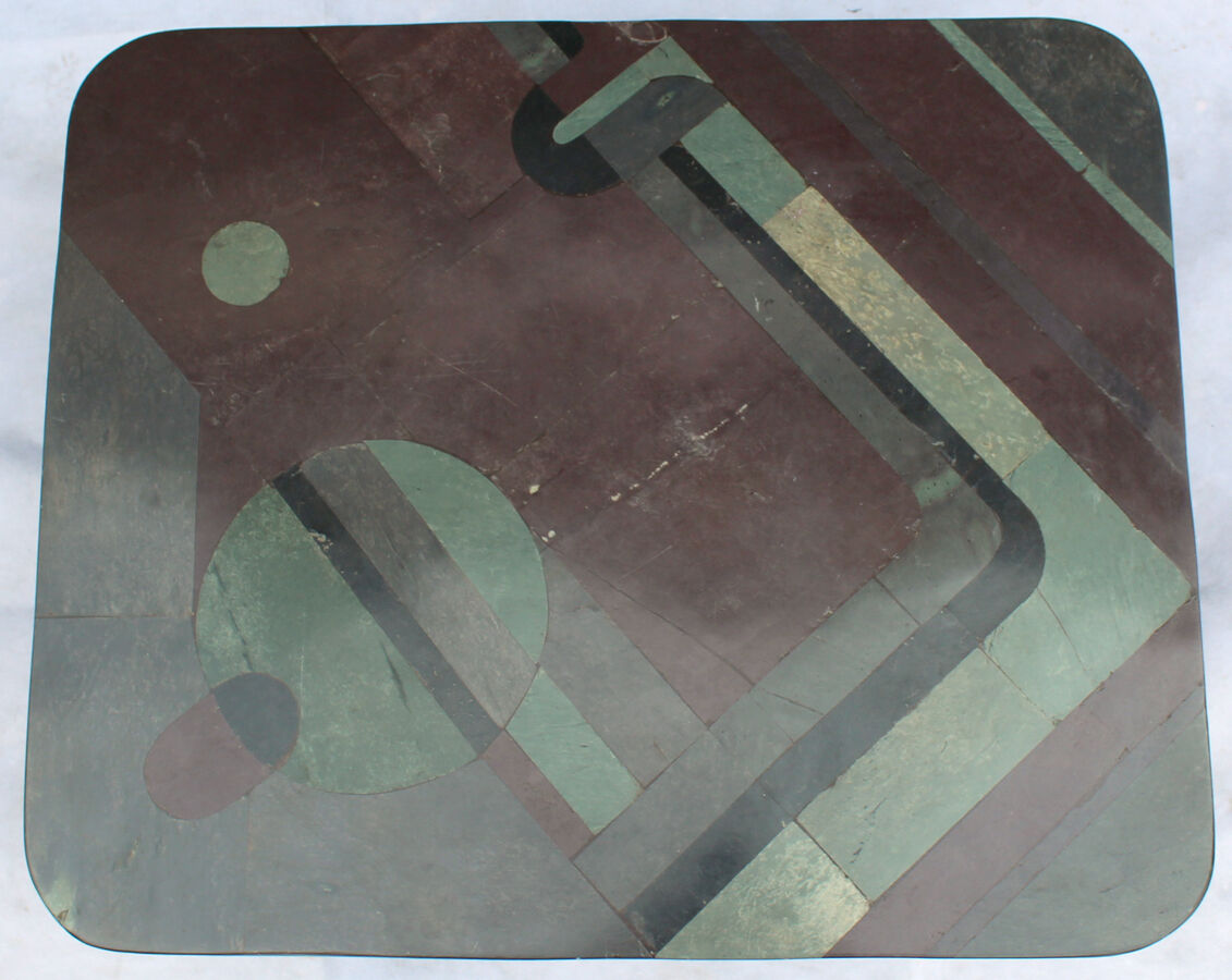 Table basse de Pierre Elie Gardette marqueterie d'ardoises