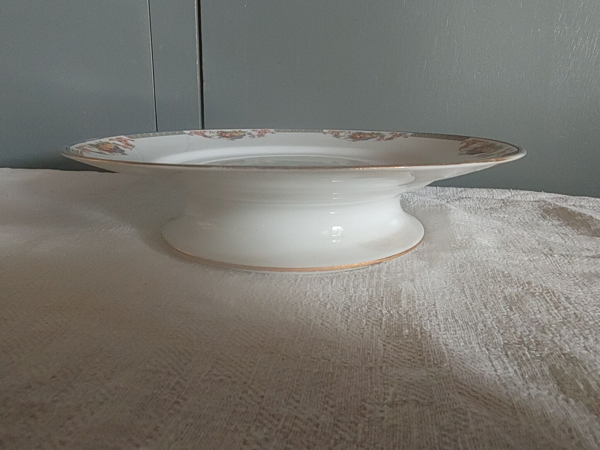 Standing plate porcelain of limoges flower baskets, fruits - beginning 20th