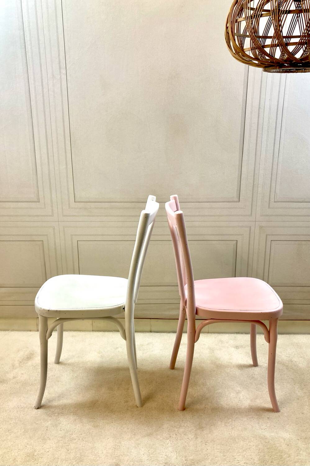 Vintage Thonet bistro chairs – pastel colours