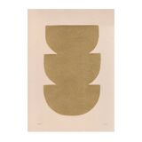 Abstract gold painting on paper, signed Eawy