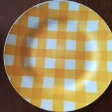 Set of 6 flat plates Digoin yellow Scottish model