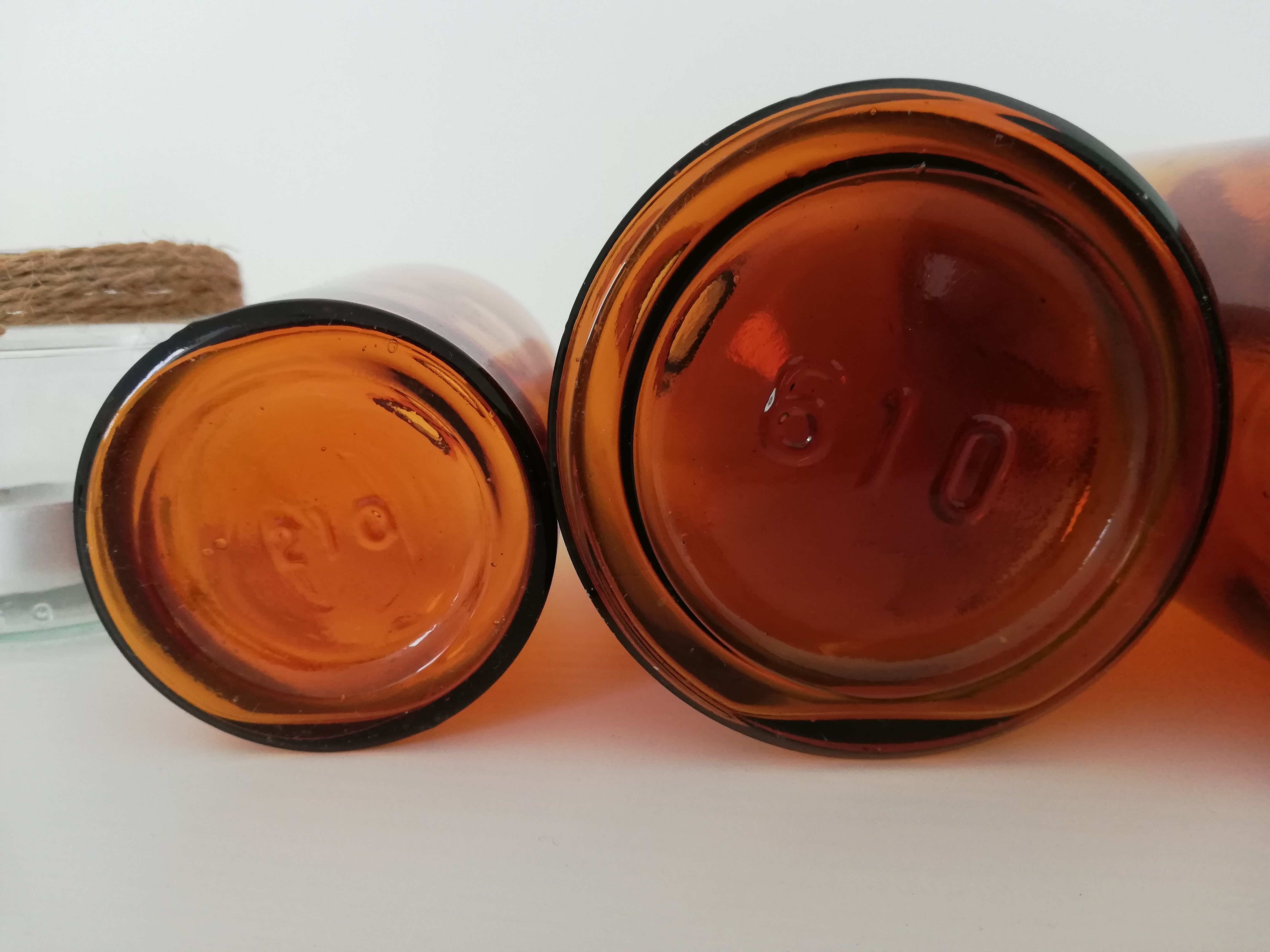 Amber apothecary bottles