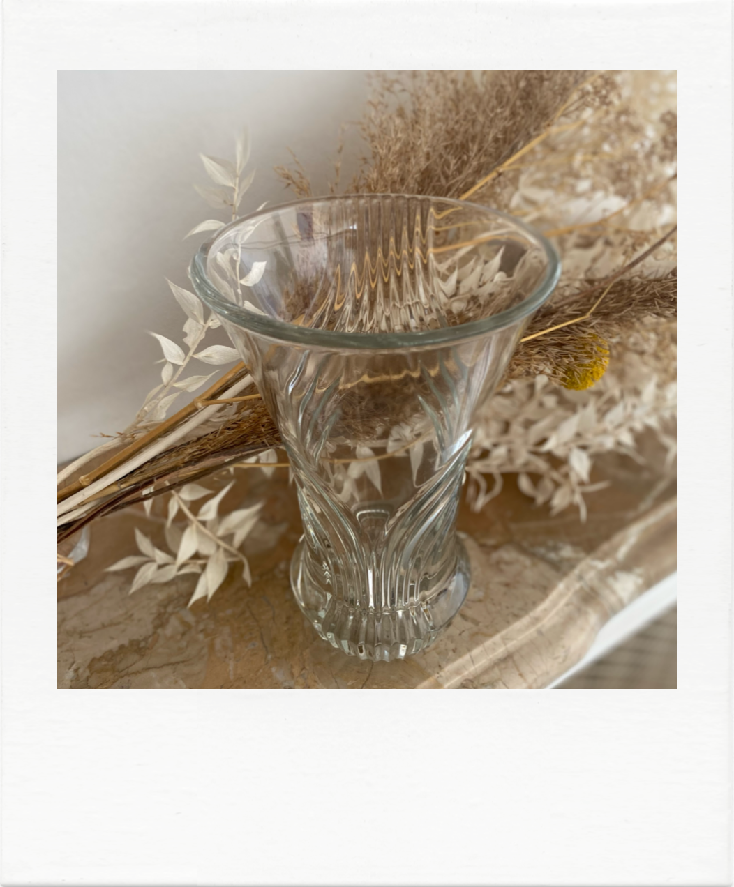 Lined crystal vase