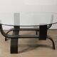 Vintage Fubo edition coffee table in curved wood and glass, 1970