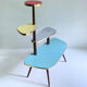 Table Desserte ètagère door vintage plant, 50s, blue gray Yellow Red