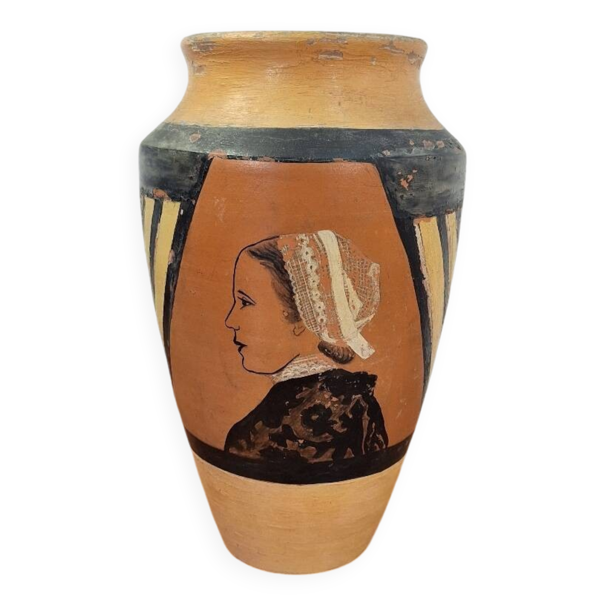 Signed Breton terracotta vase