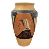 Signed Breton terracotta vase