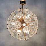 Val Saint Lambert crystal sputnik gold chandelier , 1960’s
