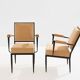 André Arbus attributed neoclassical armchairs metal bronze velvet 1940