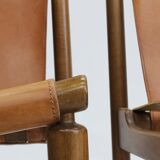 Chaises de salle à manger en cuir italien style Mid-Century, signées Ilmari Tapiovaara, lot de 6