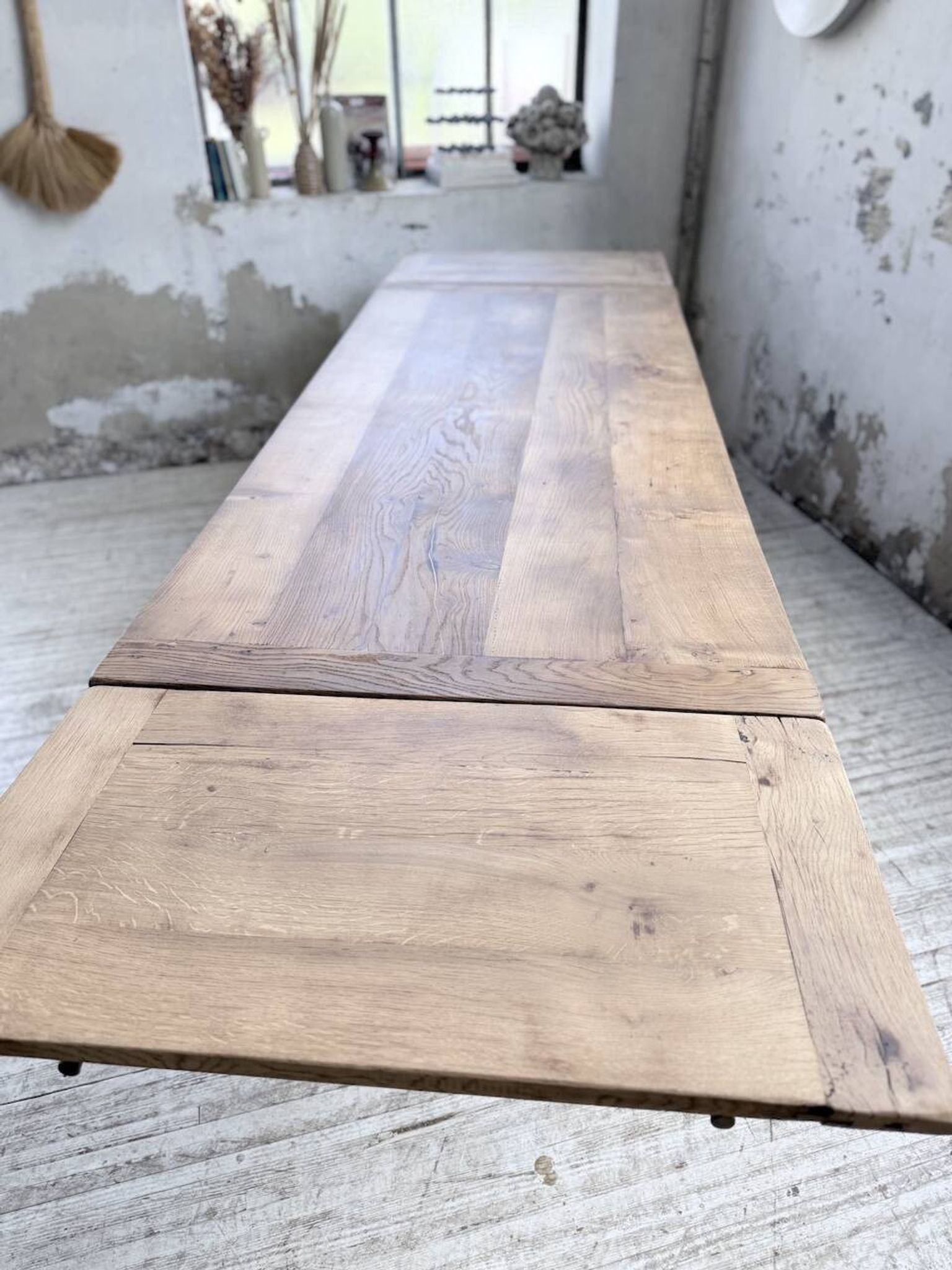 Solid oak farmhouse table with extensions (190-280cm) 1950