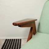 Vintage armchair in natural wool, Le vertu menthe, by Chierowski
