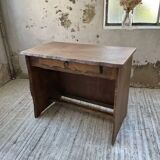 Brutalist desk in elm, signed Aranjou.