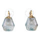 Pair of brass gooseneck wall sconces and glass globe vintage porcelain rosette