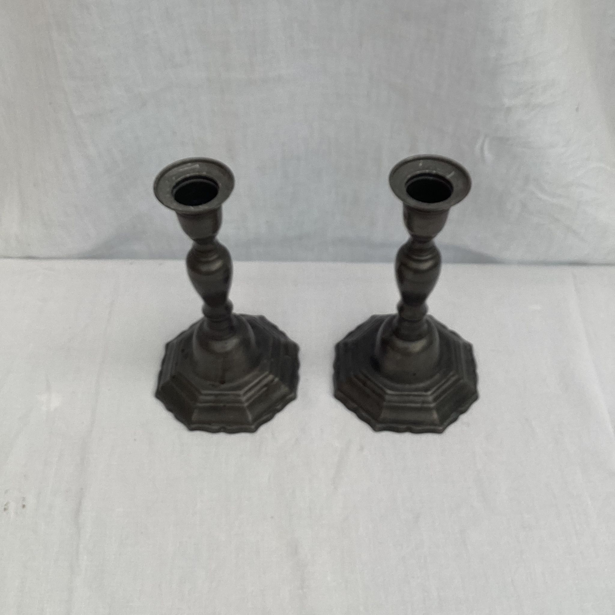 Pair of vintage stamped brass candlesticks