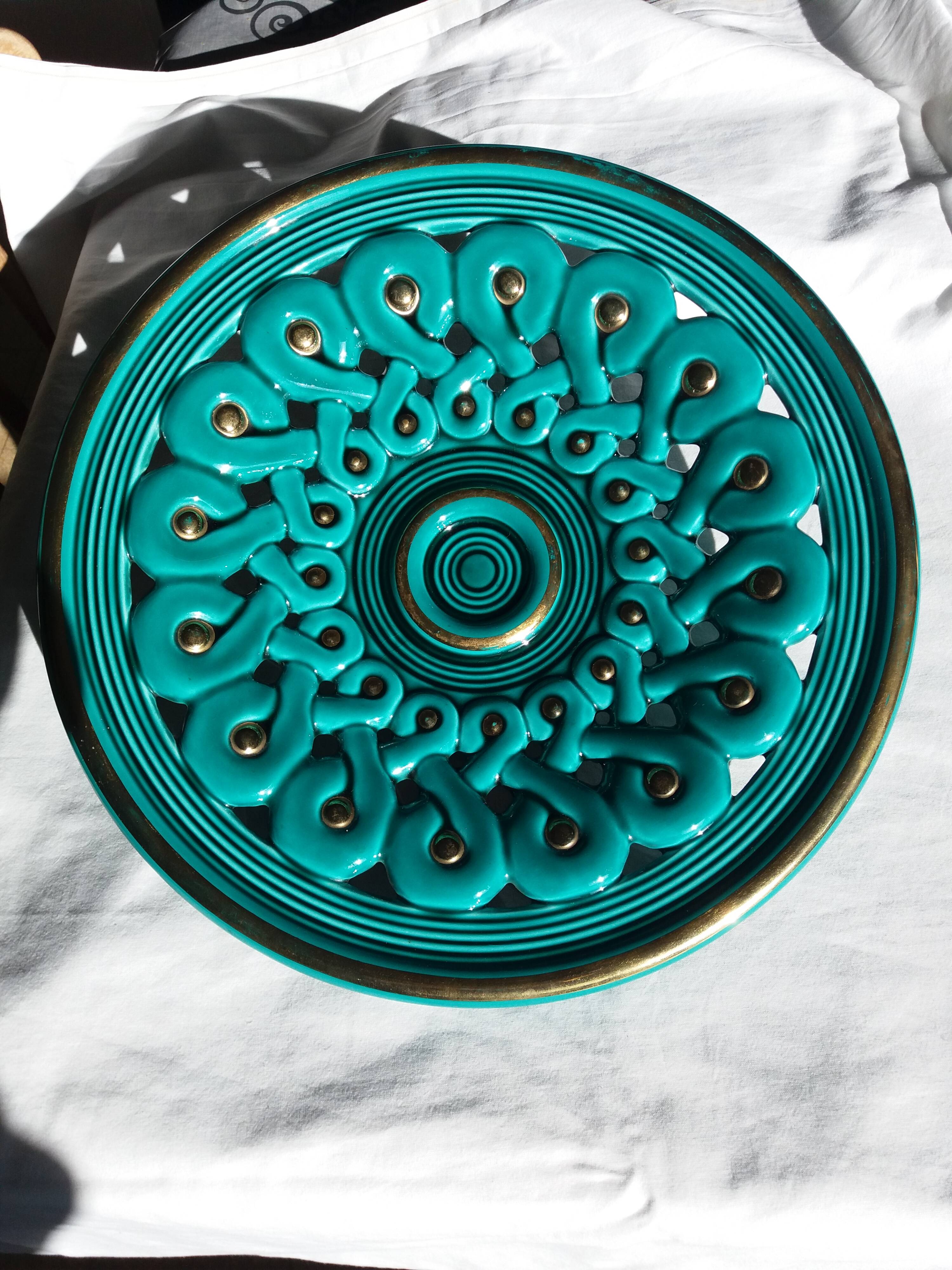 Verceram fruit bowl emerald green slip 37cm