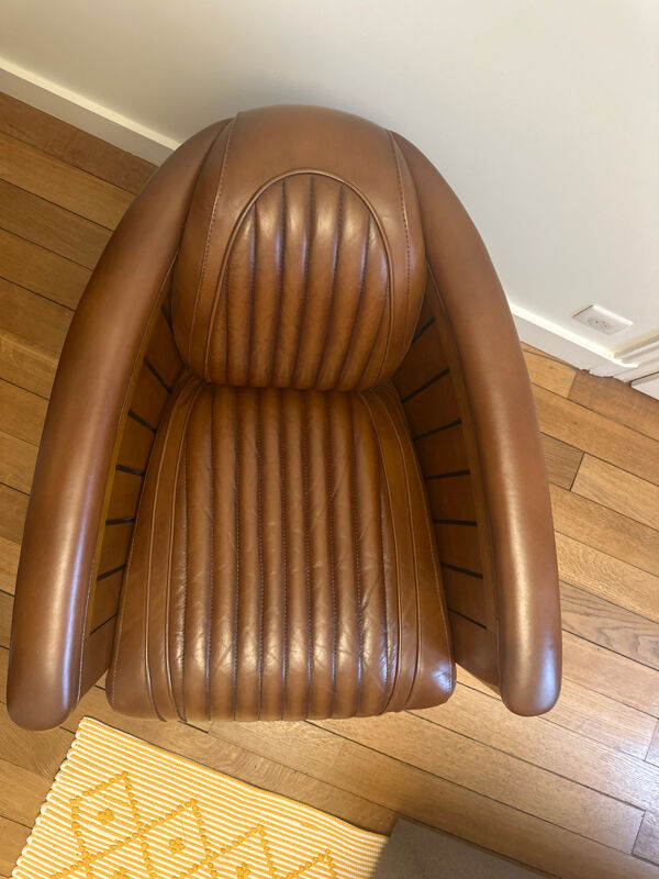 Fauteuil club cuir marron