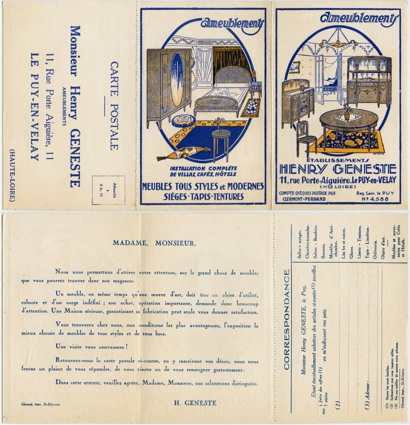 Table bureau en noyer, maison Henry Geneste – 1ère partie XXe