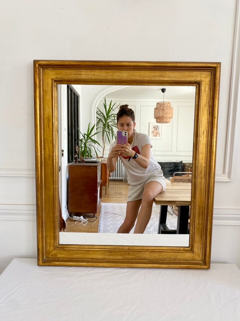 Antique gilded wood mirror 50x60cm