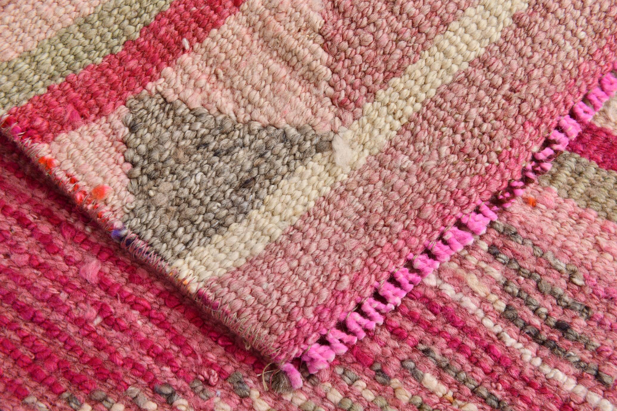 Pink Cream Turkish Runner Rug, 70x309Cm