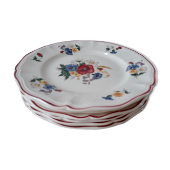 Lot de 6 assiettes à dessert Digoin Sarreguemines modèle Agreste