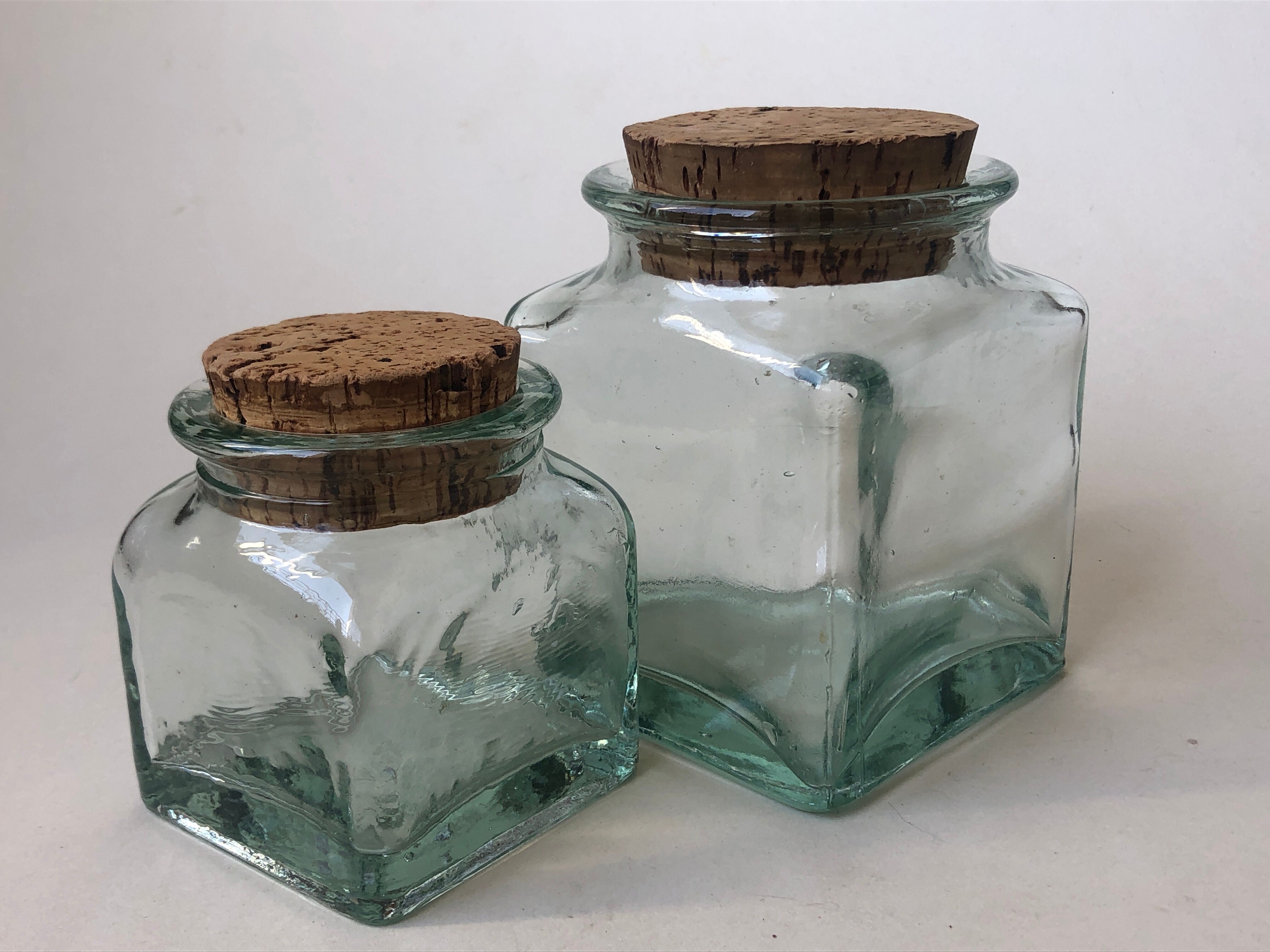 Set of 5 jars glass and Cork. 1970