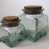 Set of 5 jars glass and Cork. 1970
