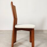 70's brutalist dining chairs in oak with bouclé fabric