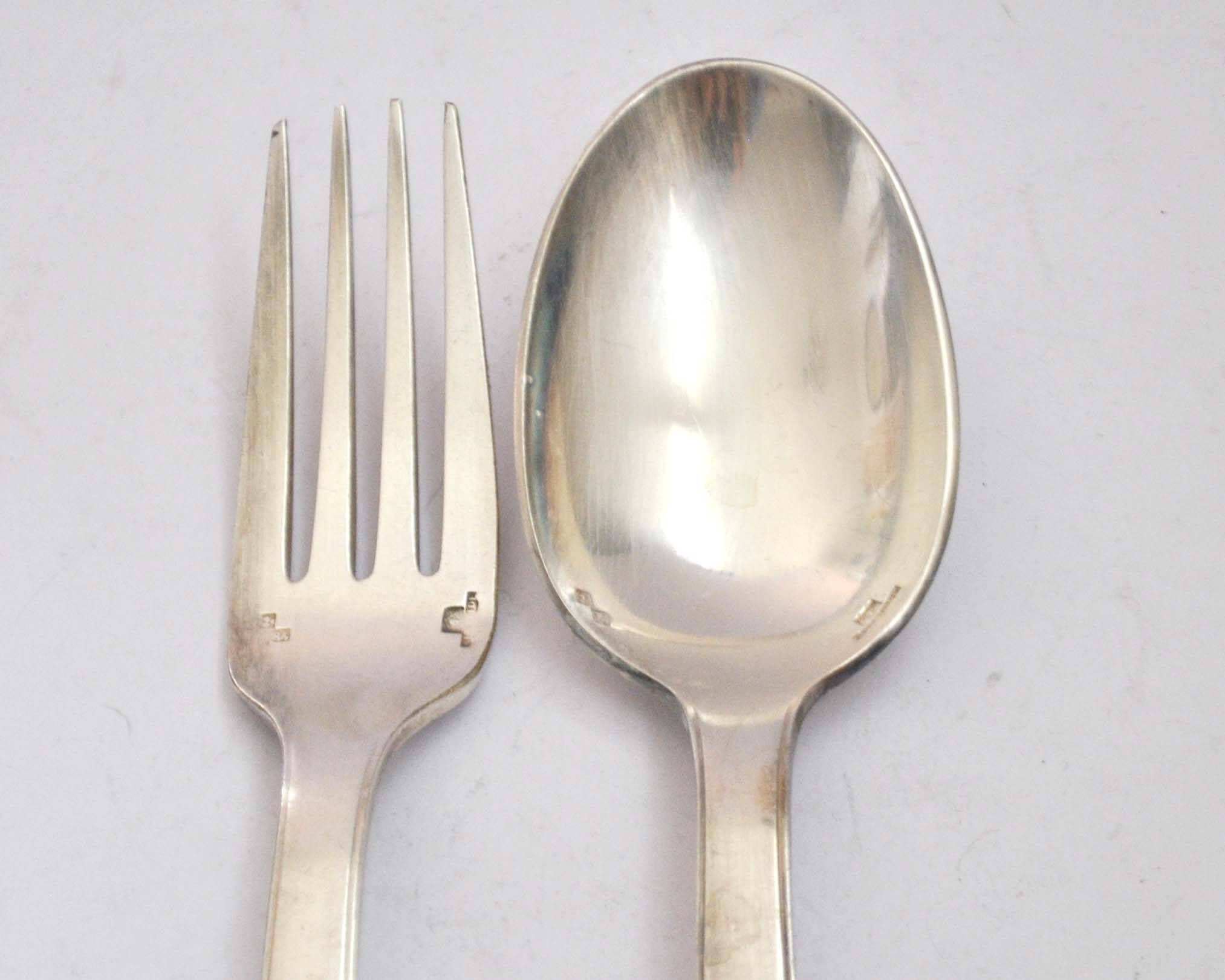 Art Deco SAIGON table cutlery in silver metal ALFENIDE by CHRISTOFLE 20.5cm