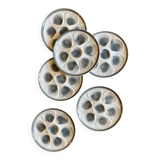 Set of 6 vintage grey oyster plates from Moulin des Loups