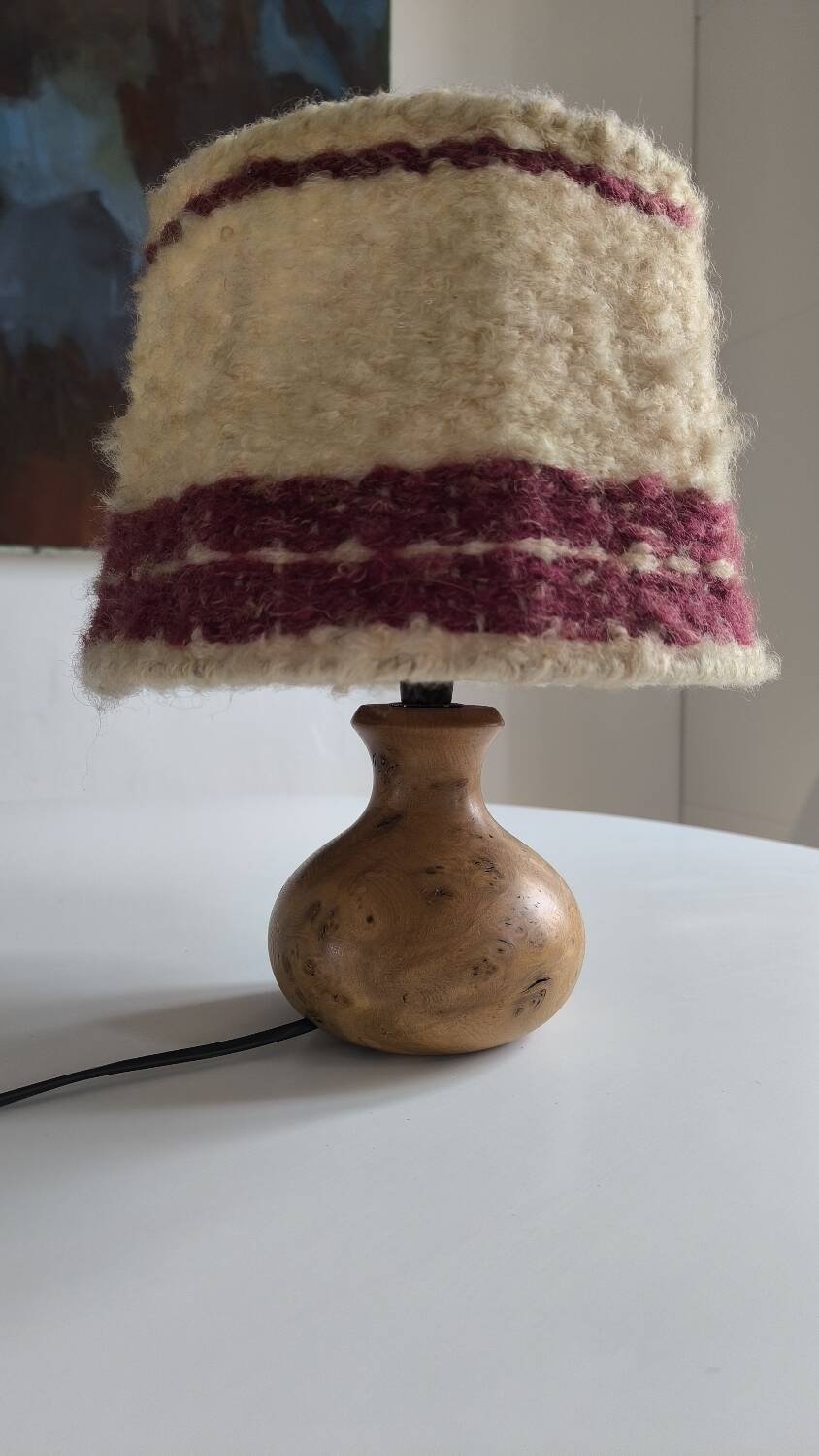 1950s burl wood table lamp