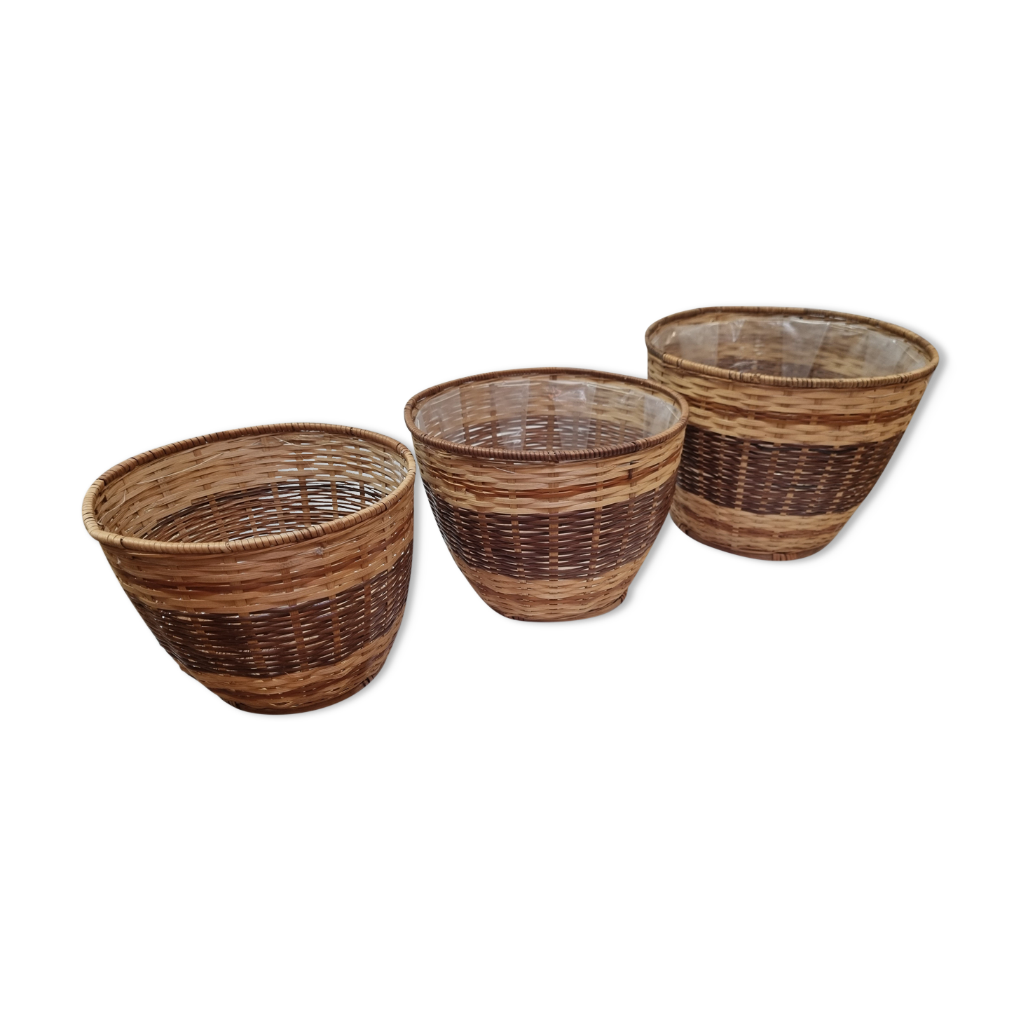 3 rattan pot covers