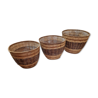 3 rattan pot covers