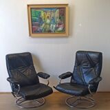 Scandinavian design leather armchairs 70s