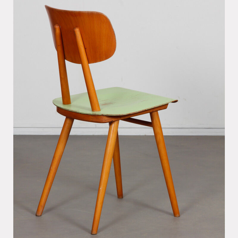 Suite de 4 chaises vintage en bois éditées par Ton 1960