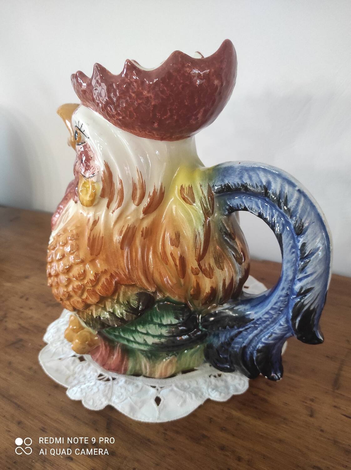 Barbotine Rooster pitcher carafe