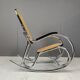 Vintage chrome and rattan rocking chair, 1960s