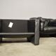 Moroso sofa set and armchairs in black leather, 1984