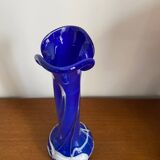 Vase verre soufflé bleu