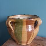 Provençal flower pot planter cache pot in glazed terracotta