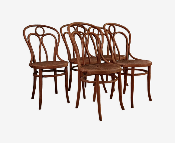 Set de 5 chaises Josef Hoffmann "Ailes d'ange" en bois courbé, vers 1900