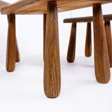 Brutalist Nesting Tables in Oak - Set of 3 - 1960s