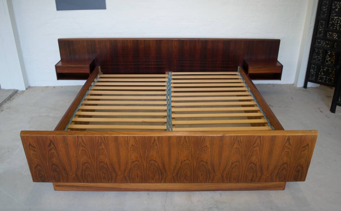 Danish Rosewood Bed By Sannemans, 1970s.
