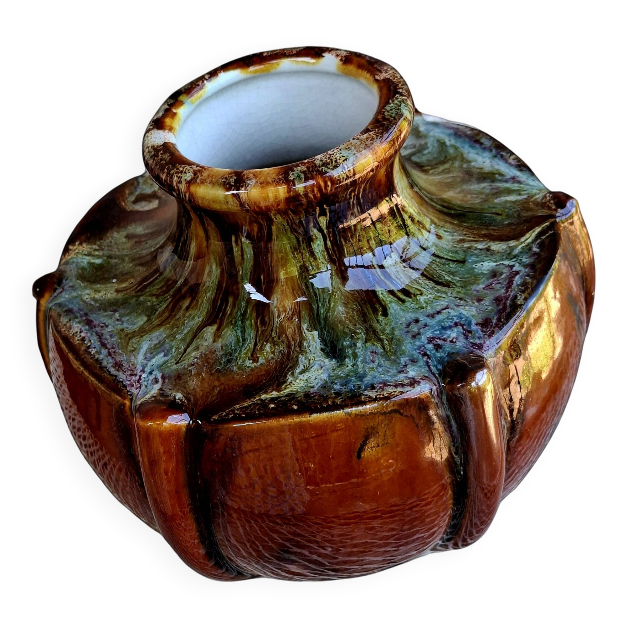 Vase Art déco en céramique émaillée polychrome